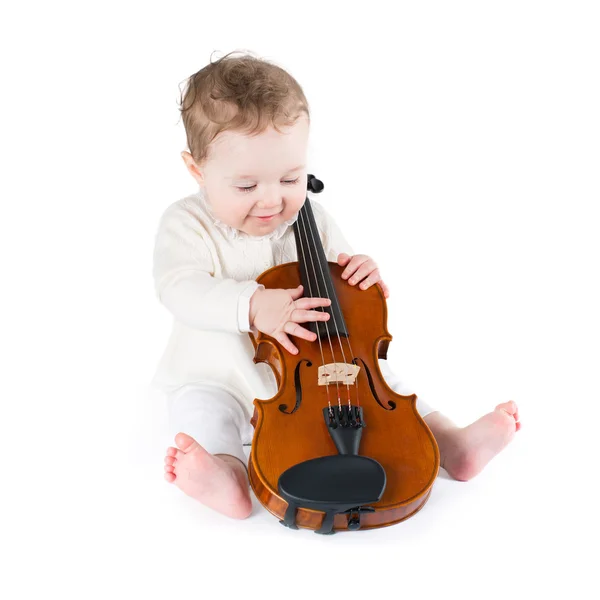 Baby playing violin — Stock Photo, Image