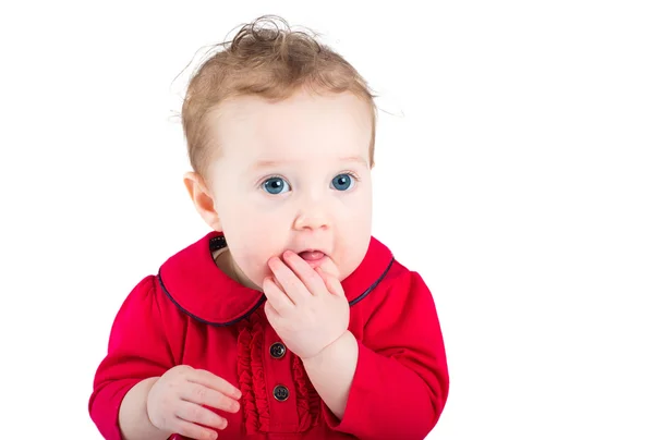 Belle fille bébé avec de grands yeux bleus — Photo