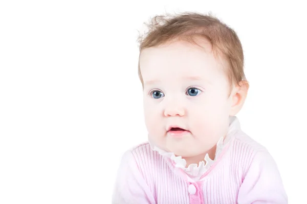 Menina bebê com olhos azuis grandes — Fotografia de Stock