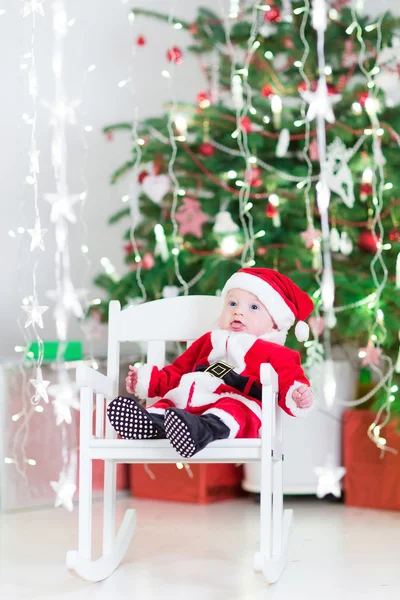 Newborn baby boy in Santa costume — Stock Photo, Image