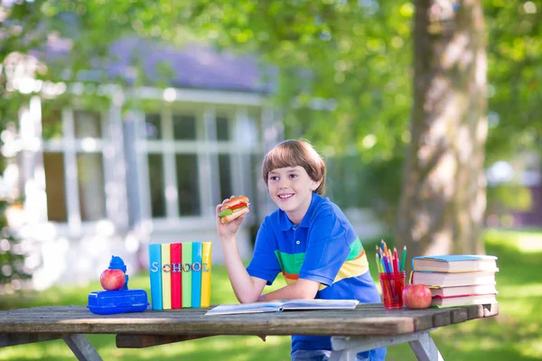 Happy boy going back to school — Stock Photo, Image