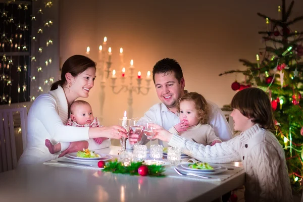 Happy family at Christmas dinner — Stock Photo, Image