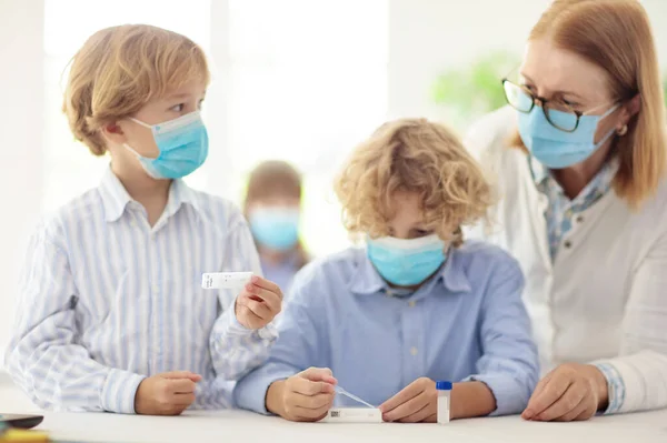 Covid Test School Rapid Coronavirus Antigen Testing Students Classroom Kid — Stock Photo, Image