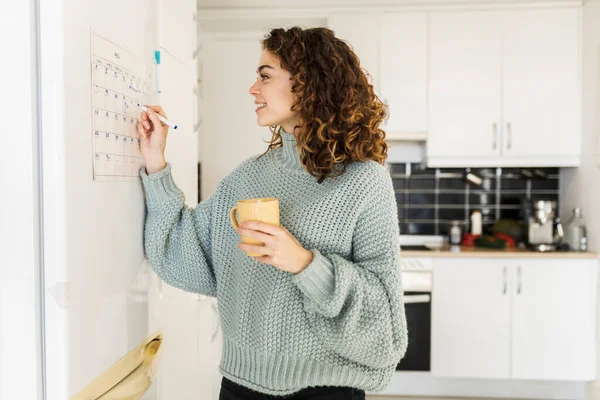 Woman Hot Cup Home Calendar — Foto Stock