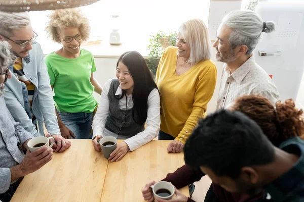 Group People Different Ages Gathered Home Kitchen Family Reunion — Foto Stock