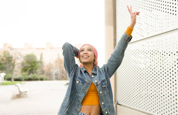 Strong Woman Pink Mantra Scarf City Breast Cancer Awareness Fight — Fotografia de Stock