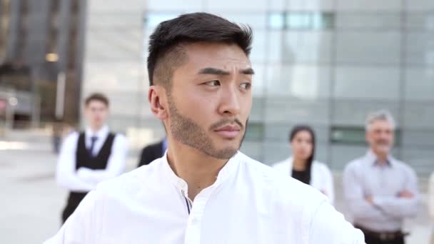 Portret Azji Biznes Człowiek Grupa Pracowników — Wideo stockowe