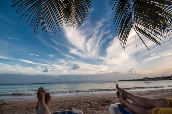 Couple leg on the beach