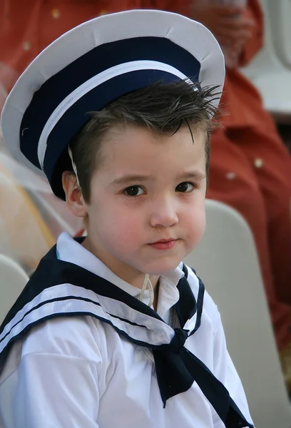 海军衣服的男孩 — 图库照片