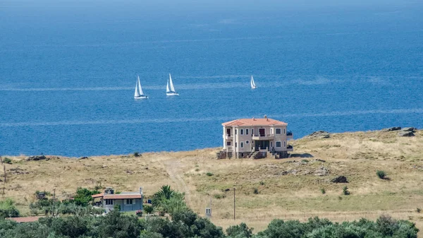 Dom Karystos Turystyczne Miejsce Letnie Wakacje Wyspie Evia Grecja — Zdjęcie stockowe