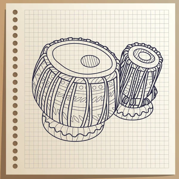Musikinstrument Tabla Trummor Slagverk Vektorillustration — Stock vektor