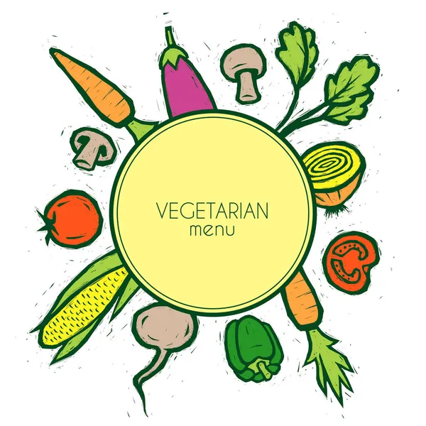 素食菜单蔬菜模板 — 图库矢量图片