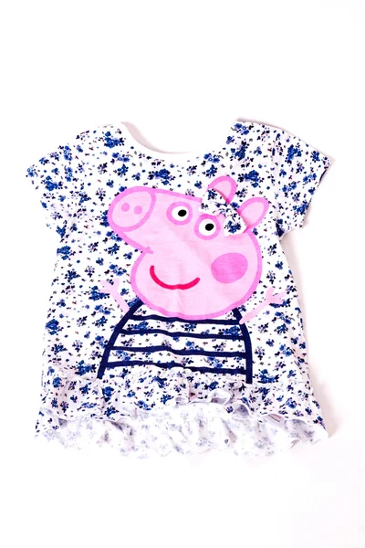 Children's T-shirt in beautiful flowers patterned pigs — Stock Photo, Image