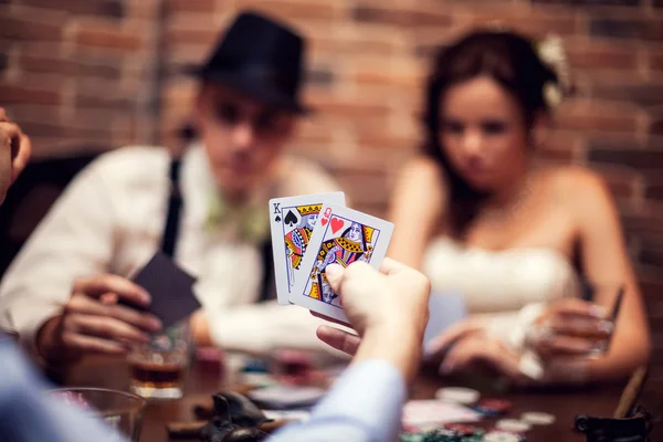 Düğün. Kral ve Kraliçe, gelin ve damat. Poker — Stok fotoğraf