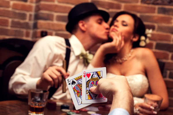 婚礼。国王和女王，新娘和新郎。扑克 — 图库照片