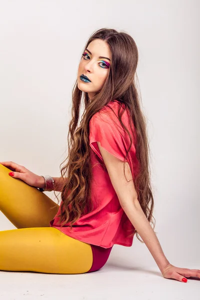 Ljusa makeup, tights, sport — Stockfoto