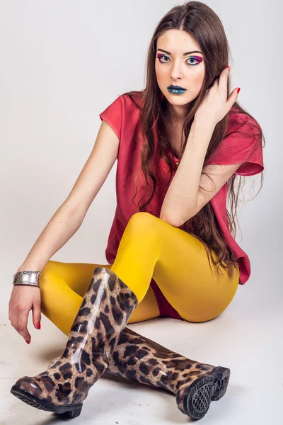 Ljusa makeup, tights, sport — Stockfoto