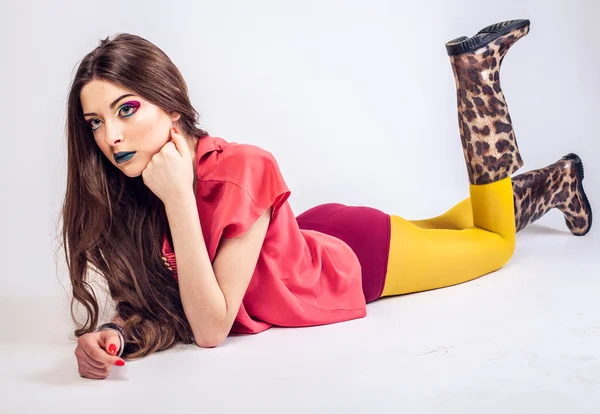 Ljusa makeup, tights, sport — Stockfoto