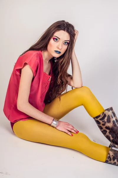 Ljusa makeup, tights, sport — Stockfoto