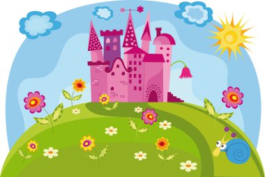 Prenses kale ile renkli resimde