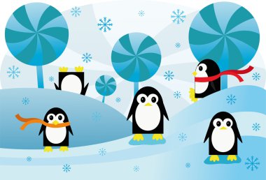 renkli arka plan komik penguen