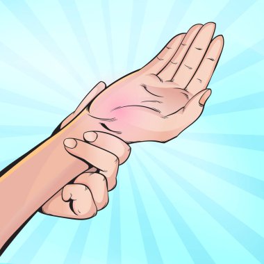 Bilek ağrısı. Pop Art retro vektör illüstrasyon klasiği