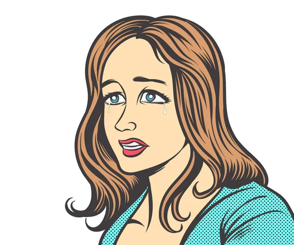 Teleurgesteld Verdrietig Vrouw Huilen Hand Getekend Stijl Vector Ontwerp Illustratie — Stockvector