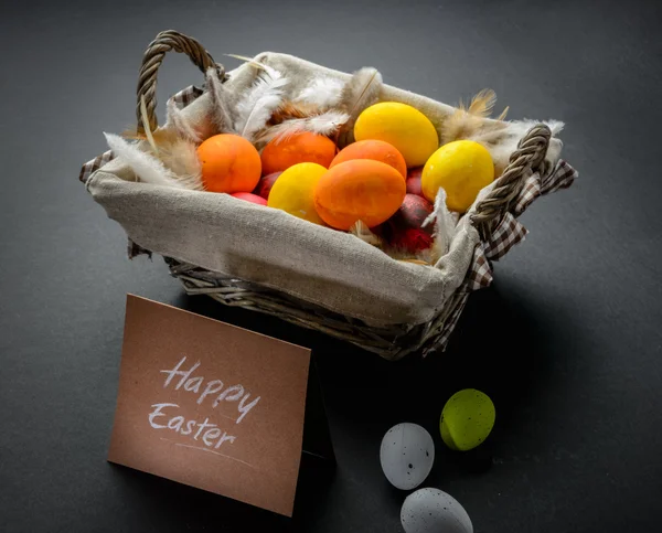 Easter Eggs on basket — Stock Photo, Image