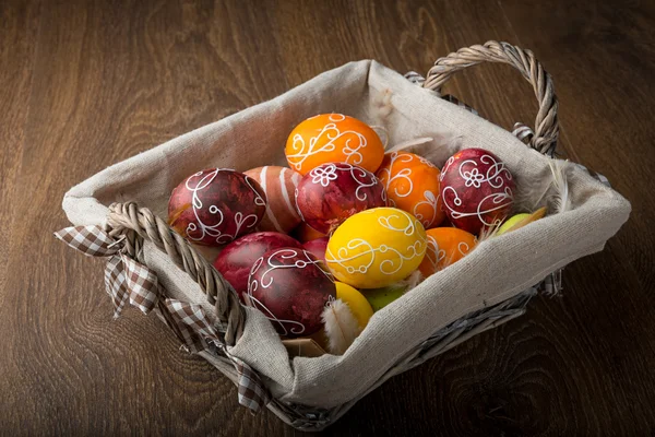 Easter Eggs on basket — Stock Photo, Image