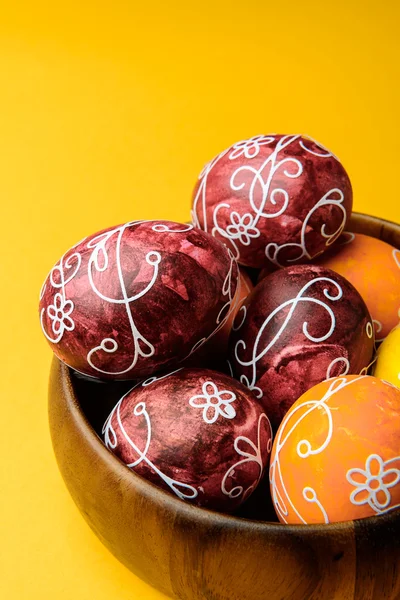 Easter Eggs on yellow background — Stock Photo, Image