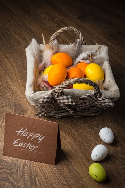 Easter Eggs on basket — Stock Photo, Image