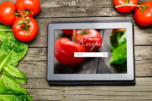 Ricette di cucina su tablet pc — Foto Stock