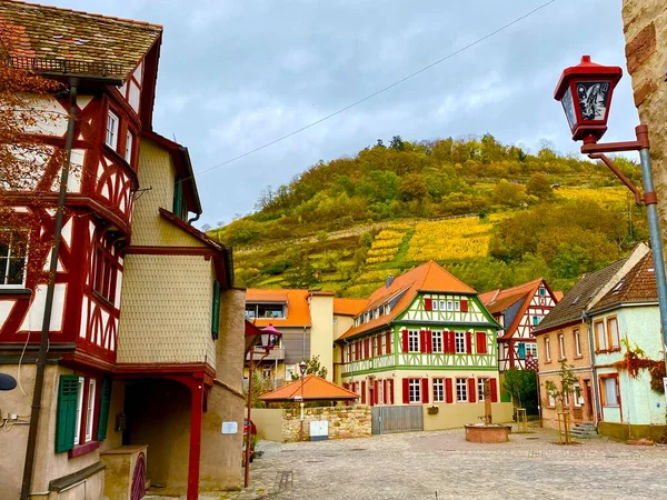 Bergstrasse Bölgesindeki Heppenheim Renkli Köyü — Stok fotoğraf