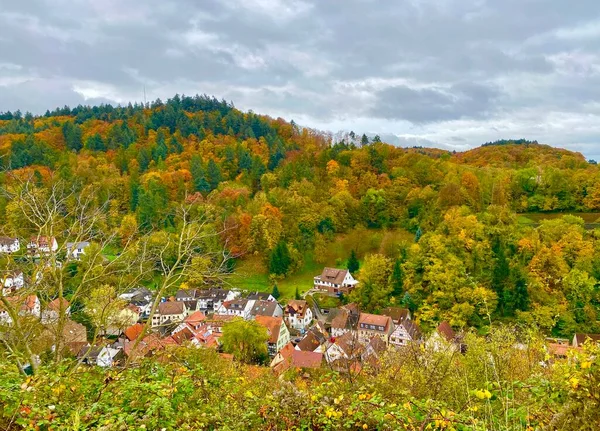 Вид Село Ліс Хеппенгейма Бергштрассе Німеччина — стокове фото