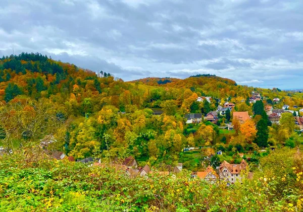 Pohled Vesnici Les Heppenheim Německém Regionu Bergstrasse — Stock fotografie