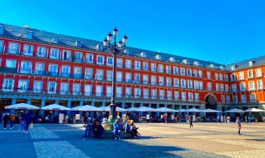 Madrid 'deki Plaza Mayor' un muhteşem manzarası.