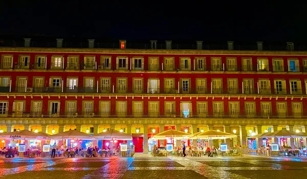 Die Lichter Der Plaza Mayor Spanien Der Nacht — Stockfoto