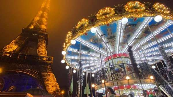 Magische Draaimolen Bij Eiffeltoren Pars — Stockfoto