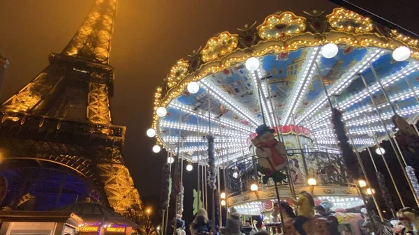 Magical Carousel Eiffel Tower Pars — Stock Photo, Image