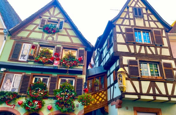 Charmante Ville Selestat Alsace Avec Décorations Noël — Photo