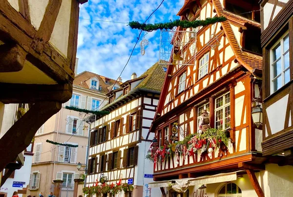 Hermosas Decoraciones Ciudad Estrasburgo Durante Navidad — Foto de Stock