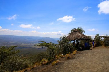 Kenya 'daki Rift Vadisi' ndeki Longonot volkanı Caldera.
