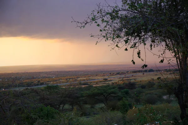 Spectaculaire Zonsondergang Masai Mara — Stockfoto
