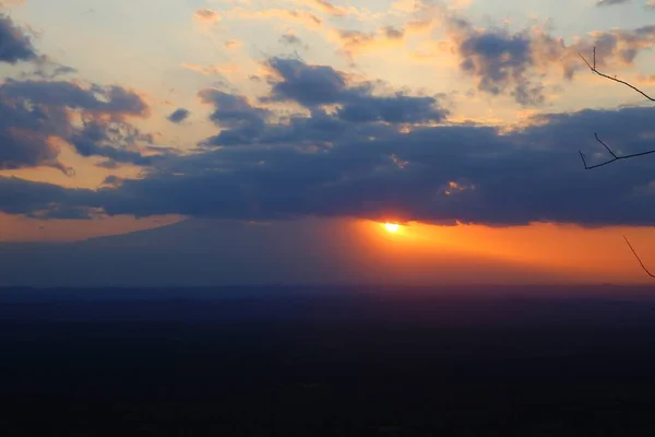 Vista Panorámica Montaña Kilimanjaro Atardecer — Foto de Stock