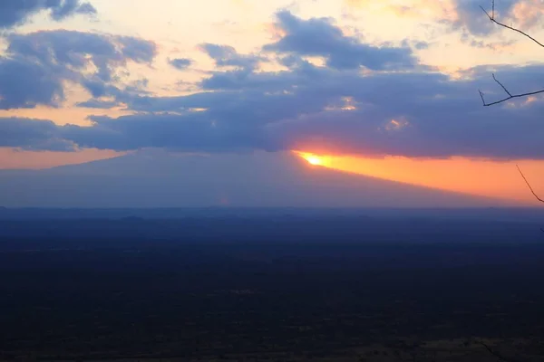 Панорамный Вид Гору Килиманджаро Закате — стоковое фото