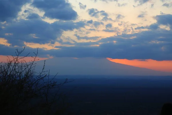 Vista Panorámica Montaña Kilimanjaro Atardecer — Foto de Stock