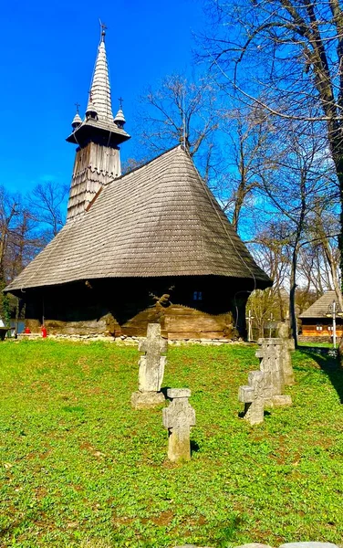 Tradiční Rumunský Dřevěný Kostel Venkově — Stock fotografie