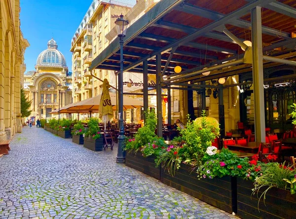 Вид Улицу Исторического Ресторана Caru Bere Старого Города Бухарест — стоковое фото