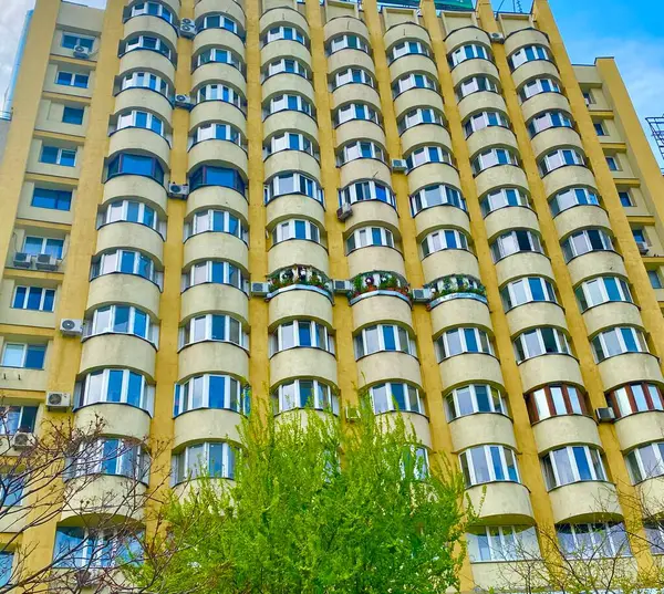 Tall Building Balconies Bucharest — Foto de Stock