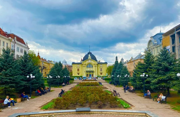 Theater Square Chernivtsi Western Ukraine — Stock Photo, Image
